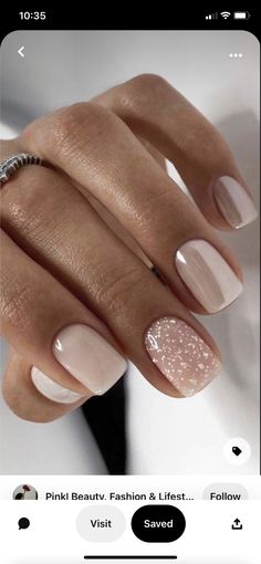 Wedding Nails For Bride Classy, Sns Nails Colors, Nails For Bride, Wedding Nails French, Wedding Nails Glitter, Losing 40 Pounds, Subtle Nails, Wedding Nails For Bride, Nails Glitter