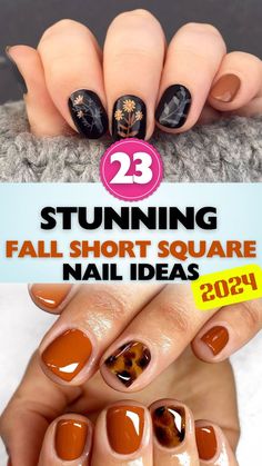 Find stunning classy fall short square nail ideas in this 2024 collection, featuring elegant designs perfect for any occasion this autumn. Short Square Nail Ideas, Short Square Nail Designs, Square Nail Ideas, Short Square Nail, Square Nail, Fall Manicure, Classy Nail Designs, Fall Gel Nails, Square Nail Designs