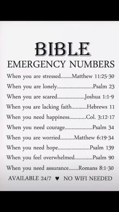 a bible with the words, bible emergency numbers