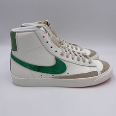 Nike Blazer Mid ' 77 White / Green Womens Shoes Brand New, With Original Box. Product Code: Fd0759 133 Price Is Firm. Fast And Professional Shipping! Will Ship Next Business Day. Check Out My Closet For Models Such As Ultraboost Nmd R1 Swift Run Both Mens And Womens Shoes Nike Blazer Mid 77 White, Shoes Nike Blazer, Nike Blazer Mid 77, Nike Blazers Mid, Nike Blazer Mid, Nmd R1, Blazer Mid, Nike Blazer, Ultra Boost