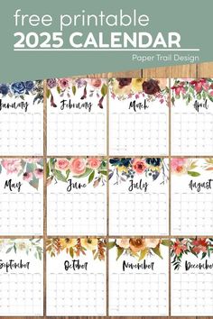 the free printable calendar with flowers on it