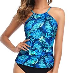 This Tankini Top (No Bottoms Included) Is Size Medium And Made By Tempt Me. It Has Adjustable Straps And A Shelf Bra. It Is New With Tags. Perfect For The Pool Or The Beach! Blue Tops For Pool And Beach Season, Blue Summer Top For Pool, Blue Hawaiian Top For Beach Party, Hawaiian Blue Top For Beach Party, Blue Hawaiian Beach Top, Blue Hawaiian Tops For Beach Season, Blue Hawaiian Summer Top, Blue Hawaiian Style Summer Tops, Blue Halter Neck Top For Poolside