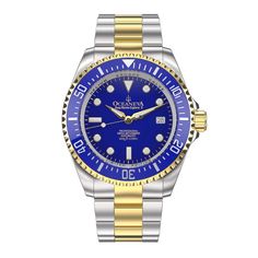 Oceaneva™ Men's Deep Marine Explorer II 1250M Pro Diver Watch Blue Yellow Gold Brown Dove, Trident Logo, Stories Of Success, Diver Watch, Water Proof Case, Blue Ceramics, Dive Watches, Swiss Made, Black Watch