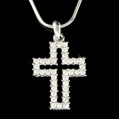 Swarovski Crystal Stylish Cut Out Cross Jesus Christ God Lord Religion Religious Chain Charm Pendant Crystal Rhinestone Cross Necklace As Gift, Crystal Rhinestone Cross Necklace For Gift, Gift Crystal Rhinestone Cross Necklace, Crystal Rhinestone Cross Necklace Perfect For Gifts, Gift Crystal Rhinestone Necklace With Cross Pendant, Mashallah Calligraphy, Snail Pendant, Jewelry Best Friends, Islamic Necklace