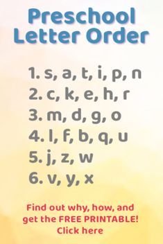 a poster with the words preschool letter order