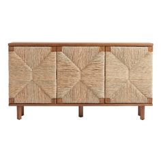 the sideboard is made out of wood and has an unusual pattern on it's sides