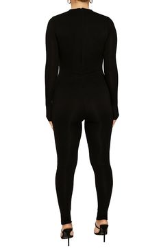 Sleek all-in-one style makes this second-skin, full-body jumpsuit a svelte standout wherever you go. Style Name:Naked Wardrobe Long Sleeve Jumpsuit. Style Number: 5990724. Fitted Full-length Solid Unitard, Sleek Fitted Long Sleeve Pantsuit, Sleek Long Sleeve High Stretch Unitard, Sleek Stretch Long Sleeve Jumpsuits And Rompers, Fitted Full Length Solid Color Bodysuit, Sleek Black Long Sleeve Jumpsuits And Rompers, Full Length Bodysuit With Thumbholes, Sleek High Stretch Unitard For Night Out, Sleek High-stretch Unitard For Night Out