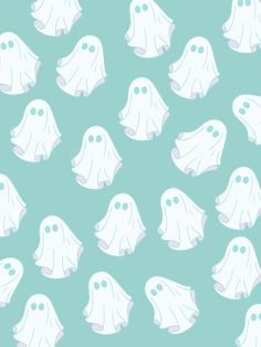 a group of ghost like objects on a blue background