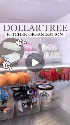 a refrigerator filled with lots of different types of food and drink in plastic bins