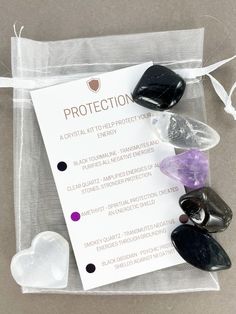 "Protection Crystal Kit - Protection + Safe Space Description: Our Sacred Space Crystal Kit has been carefully curated to help you create a shield of energetic protection and cultivate a sense of safety and security. This collection of crystals combines the vibrations of Black Tourmaline, Amethyst, Clear Quartz, Smokey quartz and Black Obsidian providing a potent toolkit to help ward of negative energies, enhance psychic protection and promote a balanced and protected environment. Included Crystals: Black Tourmaline: Black Tourmaline is a highly protective stone that absorbs negative energies and shields against electromagnetic smog. It creates a powerful barrier, purifies the energy field, and promotes a grounded and protected state of being. Clear Quartz: Clear Quartz is a versatile crys Crystal Kits, Space Crystal, Ancient Civilisations, Botanical Display, Crystals For Manifestation, Diy Gift Set, Psychic Protection, Protection Crystals, Stay Grounded