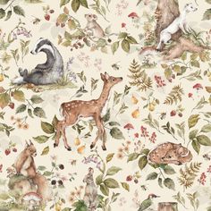 an animal themed wallpaper with various animals on it