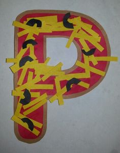 the letter p is made out of construction paper