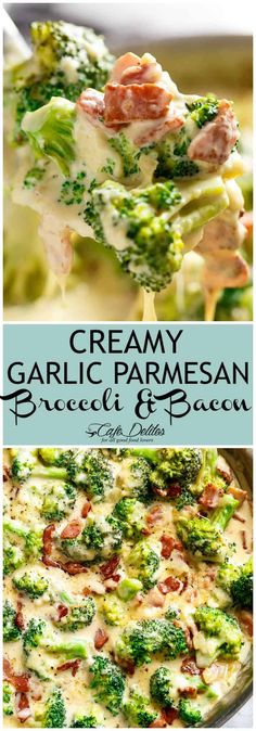 creamy garlic parmesan broccoli and bacon casserole is the perfect side dish