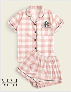 Monogrammed Pajamas Set | Monogram Markets Pijamas Women, Monogrammed Pajamas, Cute Pjs, Cute Sleepwear, Cute Pajama Sets, Short Pj Set, Cute Pajamas, Print Pajamas, Pajama Set Women