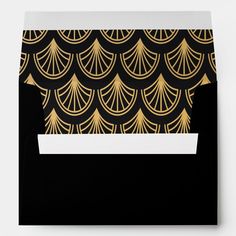 black and gold art deco envelope