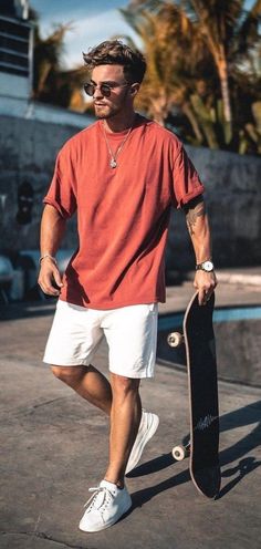 Outfits Quotes, Best White Sneakers, Mens Shorts Outfits, Mens Casual Outfits Summer, Stylish Men Casual, Best Mens Fashion, Cool Outfits For Men