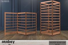 three wooden shelves in an empty room