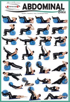 a man and woman doing exercises on exercise balls with dumbbells in different positions