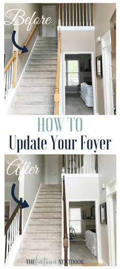 the steps leading up to an upper floor with text overlay that says how to update your