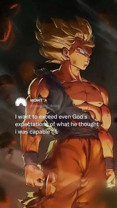 an image of gohan with the words i want to proceed even god's expectations