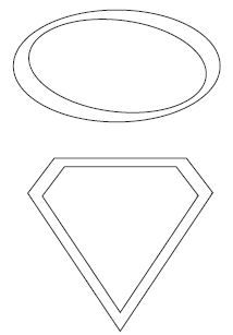 an outline of a diamond and a circle