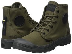 Palladium Pampa Hi HTG Supply - Shoes : Olive Night : The Palladium Pampa Hi HTG Supply boots are perfect for every terrain. Canvas upper. Textile lining. Textile insole. Ankle length boots. Lace-up closure. Metal eyelets. Round-toe silhouette. Rubber outsole. Imported. Measurements: Weight: 12 oz Product measurements were taken using size Men's 7, Women's 8.5, width Medium. Please note that measurements may vary by size. Weight of footwear is based on a single item, not a pair. Military Style Leather Waterproof Boots For Outdoor, Casual Insulated Hiking Boots For Adventure, Military Style Leather Waterproof Boots For Outdoor Activities, Military Style Leather Boots For Outdoor Activities, Military Style Hiking Boots With Round Toe For Outdoor, Military Style Hiking Boots With Round Toe, Military Style Hiking Boots For Outdoor Activities, Military Leather Hiking Boots, Military Style Waterproof Hiking Boots