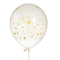 a white balloon with gold stars on it