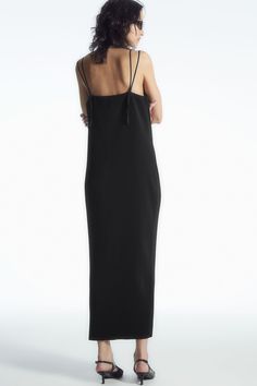 PLISSÉ MIDI SLIP DRESS - BLACK - Dresses - COS Chic Silk Midi Dress With Adjustable Straps, Chic Slip Dress With Adjustable Straps For Formal Events, Elegant Midi Slip Dress With Adjustable Straps, Classic Slip Dress For Night Out, Sleek Formal Maxi Dress With Straight Neckline, Chic Formal Slip Dress With Adjustable Straps, Sleek Maxi Dress With Straight Neckline For Formal Occasions, Sleek Maxi Dress With Straight Neckline For Date Night, Elegant Fitted Slip Dress With Adjustable Straps