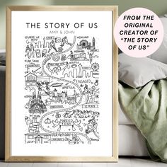 the story of us poster in front of a couch