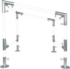 two metal poles connected to each other with brackets on the top and bottom one pole