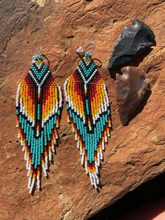 Serape Fringe Native American Style Earrings Native American Inspired Earrings, Native American Blanket, Navajo Earrings, Arrow Bracelet, Natural Turquoise Stone, Bali Silver, Native American Style, Colorful Patterns, Favorite Boots