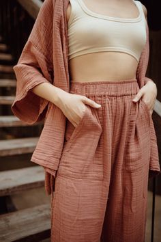 Kardeş Loungewear Separates - Canyon Rose – OddBird Co. Canyon Rose, Beach Lounge, Lounge Outfit, Loungewear Set, Mode Inspo, Outdoor Wear, Mode Inspiration, Slow Fashion, Chic Style