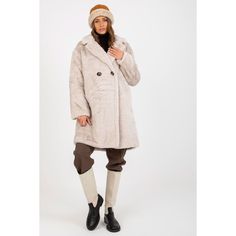 Fur coat with long sleeves, buttoned. The coat is fully lined, with slip pockets on the sides. Polyester 100 % Size Total length Chest one-size-fits-all 94 cm 120 cm Beige Buttoned Outerwear For Winter, Beige Buttoned Outerwear For Cold Weather, Beige Fur Coat For Cold Weather, Long Beige Cozy Outerwear, Beige Long Cozy Outerwear, Cozy Long Cream Outerwear, Beige Outerwear With Button Closure For Cold Weather, Beige Long Sleeve Pea Coat For Cold Weather, Oversized Winter White Fur Coat