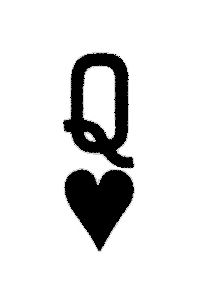 a red heart with the letter q above it