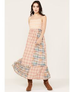 Miss Me Women's Plaid Print Sleeveless Maxi Dress, Multi Lined Sleeveless Cotton Dress, Sleeveless Cotton Maxi Dress With Lining, Sleeveless Cotton Maxi Dress For Casual Wear, Romper With Skirt, Spring 2024, Sleeveless Maxi Dress, Plaid Print, Boots For Sale, White Plaid