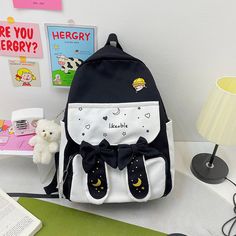 Cute Rabbit Ears Backpack PN4466 ●Size:43*30*14cm ●Material :nylon (Please allow 1-3cm differs due to manual measurement.As different computers display colors differently,the color of the actual may vary slightly from the above images.Thanks for your understanding.) ●About Shipping: We attach great importance to the orders of each customer and parcel delivery. 1.Processing time: 2-3 business days. 2.Shipping time: 10-15 business days to US, please allow 3-4 weeks shipping to other country.(Shipp Cute Black Backpack For Study, Cute Black Nylon Bag, High School Bags, Backpack Women, Cute Rabbit, How To Be Likeable, Rabbit Ears, Bunny Ears, Teenage Girls