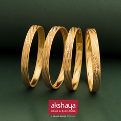 Akshaya Gold Bangle Simple Gold Bangle, Gold Jewelry Prom, Gold Bangles Indian, Gold Bracelet Simple, Bride Jewelry Set, Diamond Bangles, Antique Gold Jewelry Indian, Gold Bangle Set