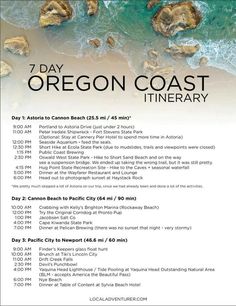 the oregon coast itinerary flyer