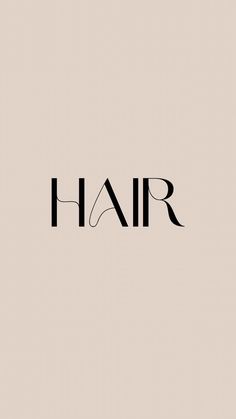 the word hair written in black on a beige background