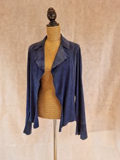 "Superb super soft and flimsy supple suede jacket from Higgs who were established in 1888!. Such a fluid look. Draped jacket with no closure. Unlined. Label states size 16 and measurements are  Across shoulders 17.5\" Length from shoulder 24\" (slightly longer at the front.  CONDITION  Very good used condition and still very supple. Colour does vary very very slightly in places but not obvious.  As with all vintage items might not be 100%free from minor imperfections." Leather Jacket With Suede Overlays And Long Sleeves, Elegant Suede Blazer With Long Sleeves, Elegant Long Sleeve Suede Blazer, Draped Jacket, Drape Jacket, Fur Stole, Suede Jacket, Soft Suede, Size 16