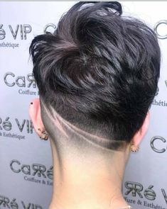 Short Hair Color Ideas Pixies, Stacked Pixie Haircut, Undercut Long Hair, Androgynous Hair, Shaved Hair Designs, Short Spiky Hairstyles, Hair Tattoo, Short Sassy Hair