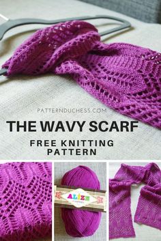 the wavy scarf is free knitting pattern with instructions to make it easy and fun for beginners