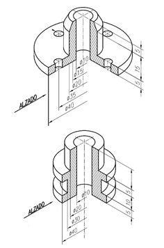 the drawing shows two different types of metal parts, one with an end section and one with