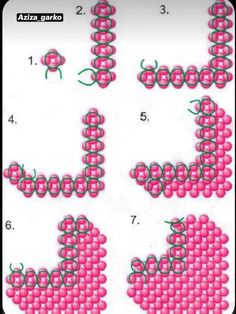 the instructions for how to make an origami heart with beads and threads