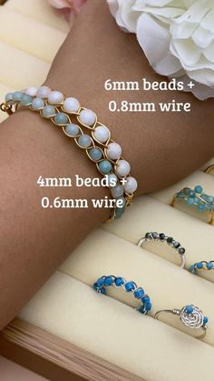 Jump Ring Jewelry Tutorial, Crystal Stone Jewelry Diy, Beading Wire Bracelet, Wire Bead Bracelet Diy, Beaded Jewelry How To, Anklets Diy Wire Wrap, Jewellery Making Designs, Diy Elegant Bracelet, How To Make Own Jewelry