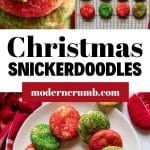 the cover of christmas snickkerdoodles is shown in red and green