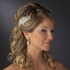 a woman wearing a bridal hair comb