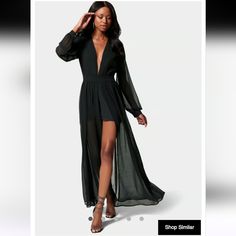 Beautiful Bebe All-In-One Sheer Goddess Maxi. Shorts Romper Built In. All Original Tags In Tact, Extra Button Attached. Deep V Maxi Dress, White Dress Accessories, High Low Cocktail Dress, Strapless Tube Dress, Strapless Bodycon Dress, Romper Shorts, Bandage Dress Bodycon, Maxi Dress Cocktail, Halter Mini Dress