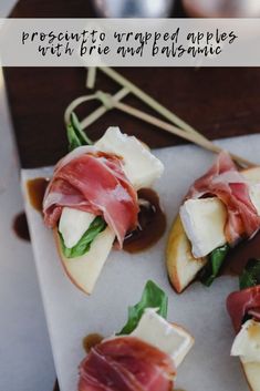 small appetizers with meat and cheese on them