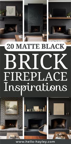 20 Matte Black Brick Fireplace Inspirations for Your Home Decor Brick Fireplace Design, Black Fireplace Mantel, Empty Fireplace Ideas, Black Brick Fireplace, Elegant Mantel, Brick Fireplaces, Painted Brick Fireplace, Wooden Mantel, Fireplace Designs